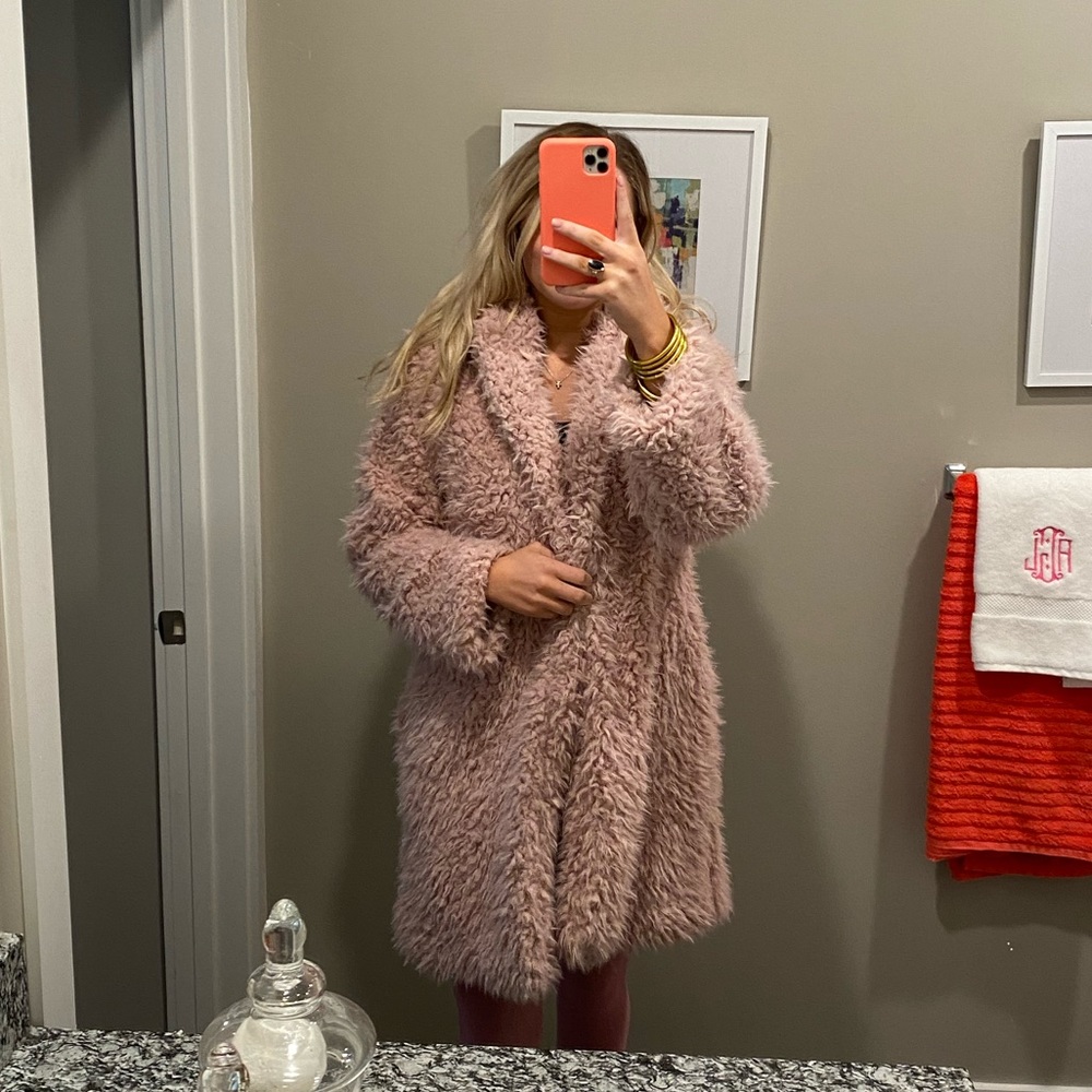 Blush Faux fur coat